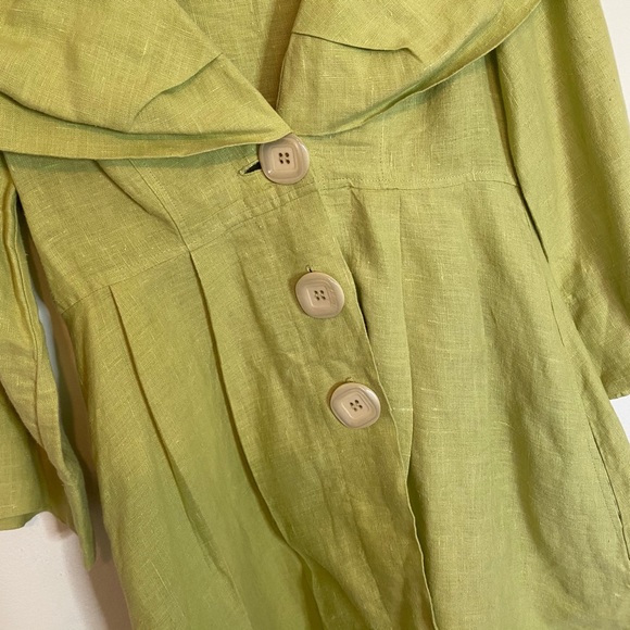 Ivy Jane Big Button Linen Jacket Light Green Small - Picture 2 of 4